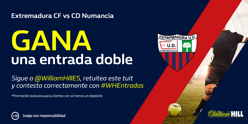 WilliamHillES's tweet image. 🎟🎟 Sorteamos 4 entradas dobles para el #ExtremaduraNumancia ⚽

✅ Síguenos 
🔁 Haz RT  

💬 Responde: ¿Quién fue el año pasado el máximo goleador del Extremadura? #WHEntradas @EXT_UD

⏱ Ganadores: 3 de Septiembre.

T&amp;amp;C 👉 wh.bet/WHEntradas