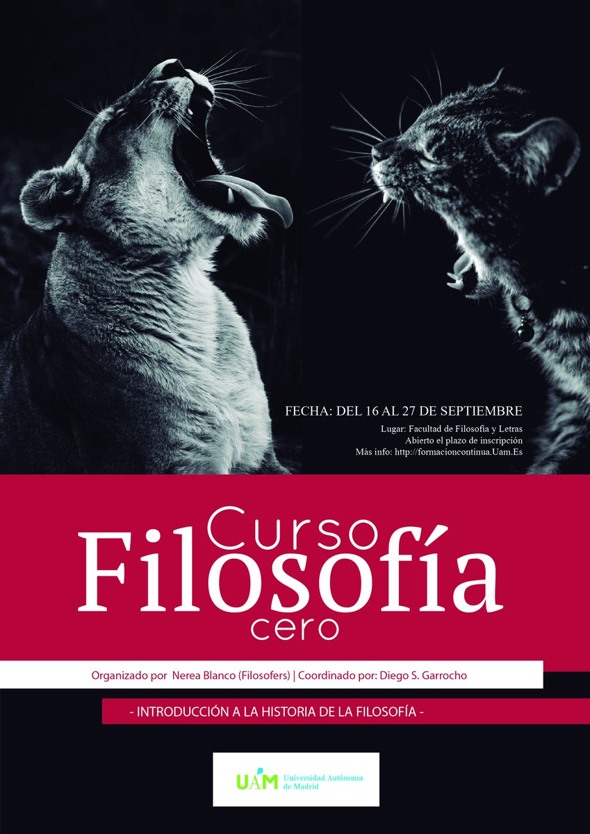 Filosofers's tweet photo. CURSO DE FILOSOFÍA CERO en la #UAM. La historia de la filosofía narrada para comprender nuestro presente. Descubre de dónde venimos. Piensa hacia dónde vamos. 
Te esperamos. 
Del 16 al 27 de septiembre. 
https://t.co/SXe9Q81P4X https://t.co/cZLx7fxXL0