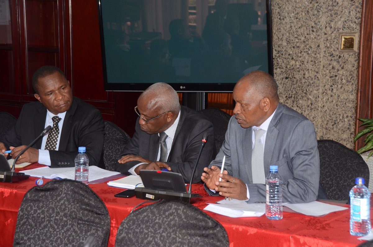 EACAffairsKenya's tweet photo. .@EACAffairsKenya @AdanMohamedCS Presents Ministry's 2019/2020 Performance Contract Targets for negotiations and vetting before the Steve Ndele led session  at the Public Service Performance Department at KICC. Accompanying CS were @mwakima_dr PS among top ministry  officials https://t.co/O7grUyzP68