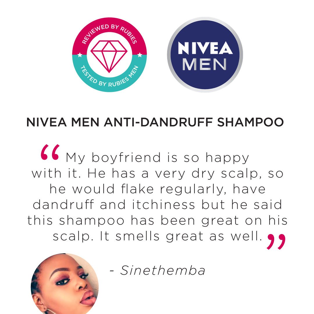 rubybox_beauty's tweet photo. See what the rubies thought after their men tried the new NIVEA MEN Anti-Dandruff Shampoo! 
Read more: https://t.co/Z3j97A7SmU
#Manbox #NiveaMenSA #FlakeFree #AntiDandruff https://t.co/sjHTggofkx