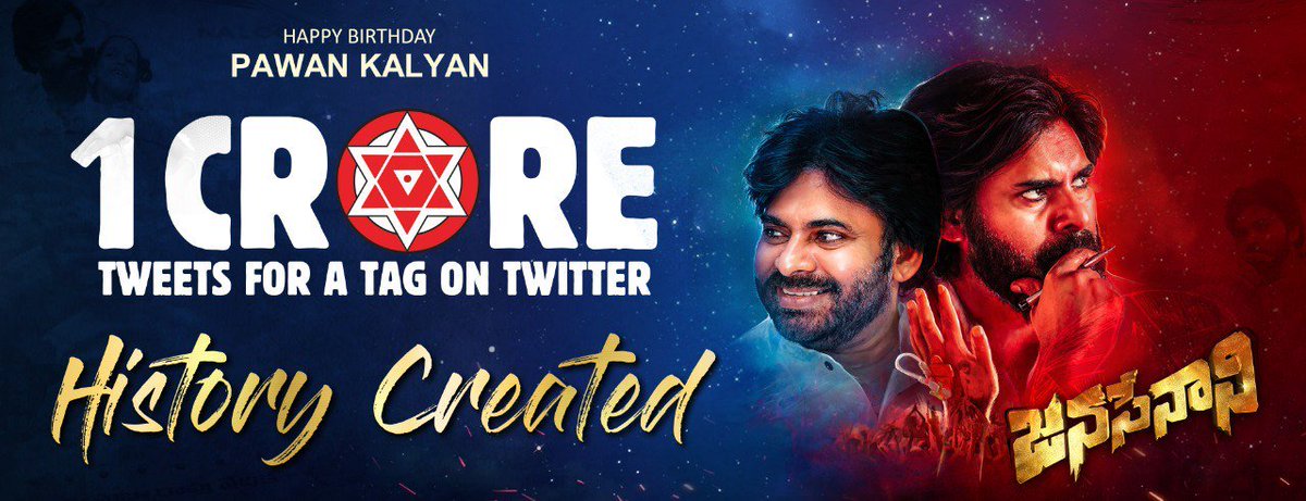 sekhardulam's tweet photo. 1million tweets first ever bday trend..under janasenani... #HappyBirthdayPawanKalyan https://t.co/6M44ZUwQ96