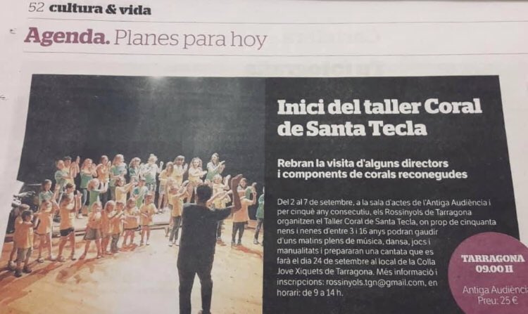 InfantilCor's tweet photo. Ens heu vist avui al diari? Doncs si, hem començat avui amb totes les places completes i amb tota l’energia!! La setmana que ens espera, és espectacular!!! @CORCIUTATDETGN @diaridtarragona @holatarragona @pauricoma @TGNcultura @TGNAjuntament https://t.co/nb0c0XroCy