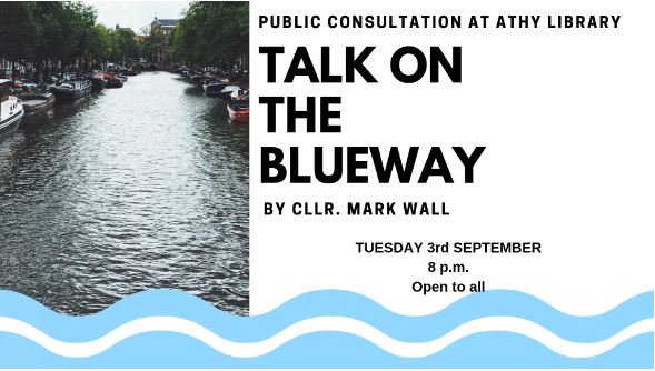 kildarelibrary's tweet photo. Public Consultation
Hosted by #AthyLibrary
Presented by Kildare County Council
Tuesday 3rd September, 8.00pm
Public consultation on the proposed plans for the Blue Way in Athy.
All welcome .
@KildareCoCo @KildareHeritage @intokildare @kfmradio @PPN_Kildare https://t.co/itAa5Tw5d3