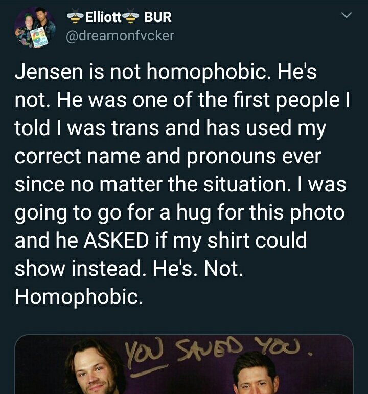JENSEN ACKLES IS NOT HOMOPHOBIC.