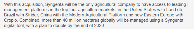 tarlaio's tweet photo. Büyük tarım girdi firmaları sayısal tarım girişimlerini almaya gevam ediyor. #syngenta #cropio
Böylece dünya çapında 40milyon hektarı takip etme kapasitesine eriştiler. https://t.co/7WzLQNk8tr