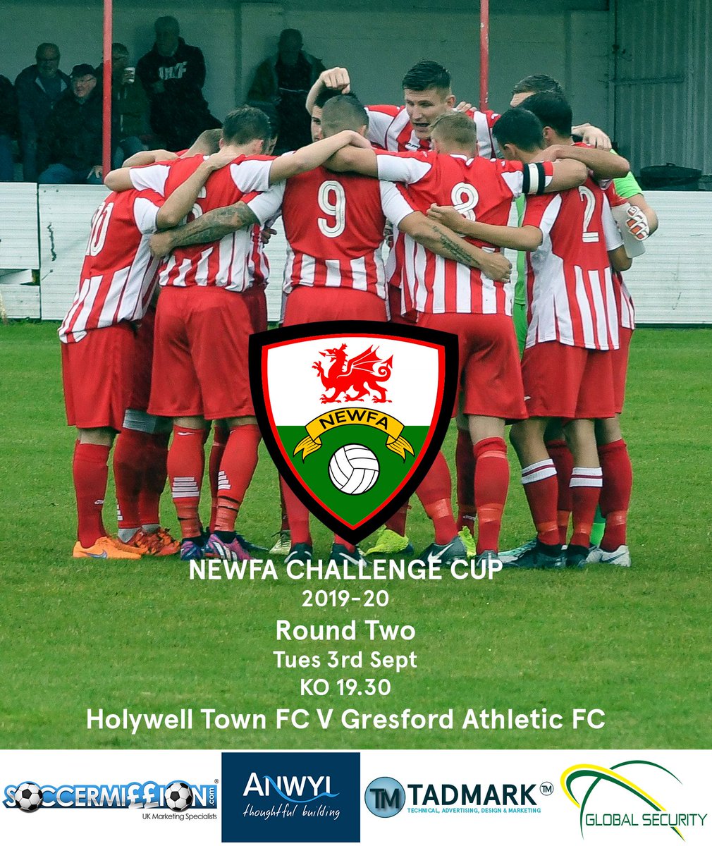 HolywellTownFC's tweet photo. 🚨TOMORROW NIGHT🚨

🔥 Holywell Town  v @GresfordFC 
📍Halkyn Road Ground- CH8 7TZ
🏆NEWFA Challenge Cup RD.2
📅 Tues 3rd Sept
🕰 7.30pm  
🐲 #MAKEITCOUNT ⚽️🐊 

🔴⚪️🔴 #Wellmen #SupportTheWellmen https://t.co/mQ5X4g1u80