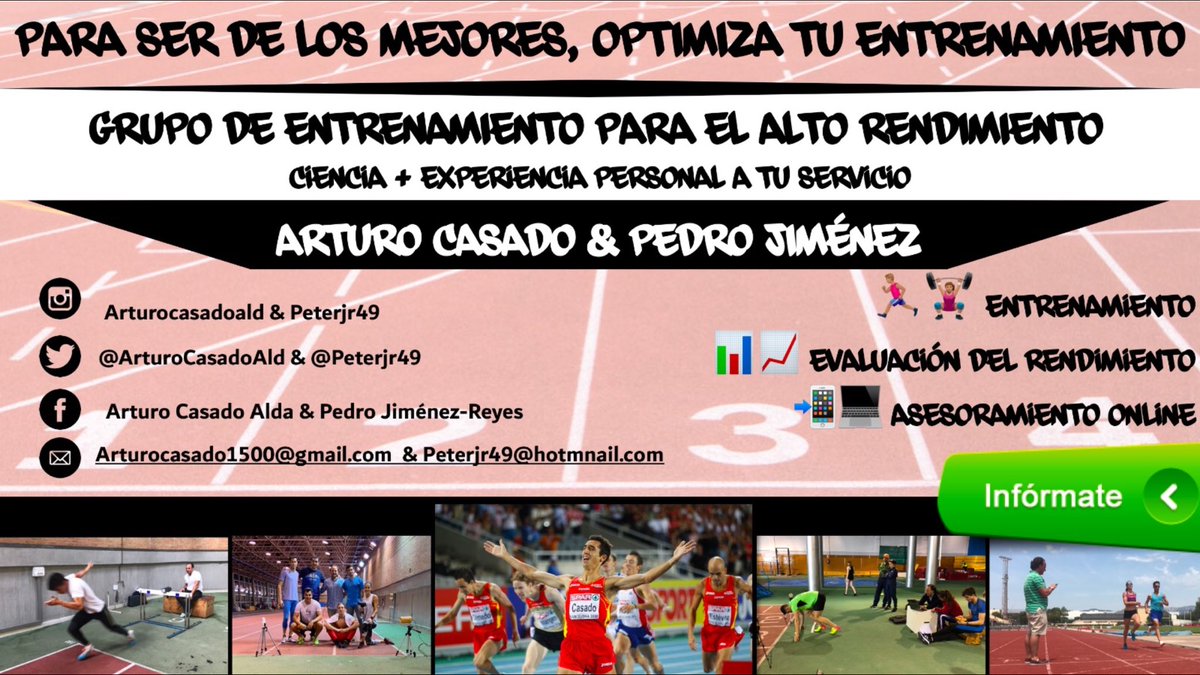 Comenzamos el curso/temporada con nuevo proyecto de entrenamiento, esta vez enfocado al alto rendimiento en atletismo. Si quieres ser el mejor, optimiza tu entrenamiento con mi ayuda y la del gran <a href="/peterjr49/">Pedro Jiménez-Reyes</a> Estamos muy ilusionados con esta iniciativa.