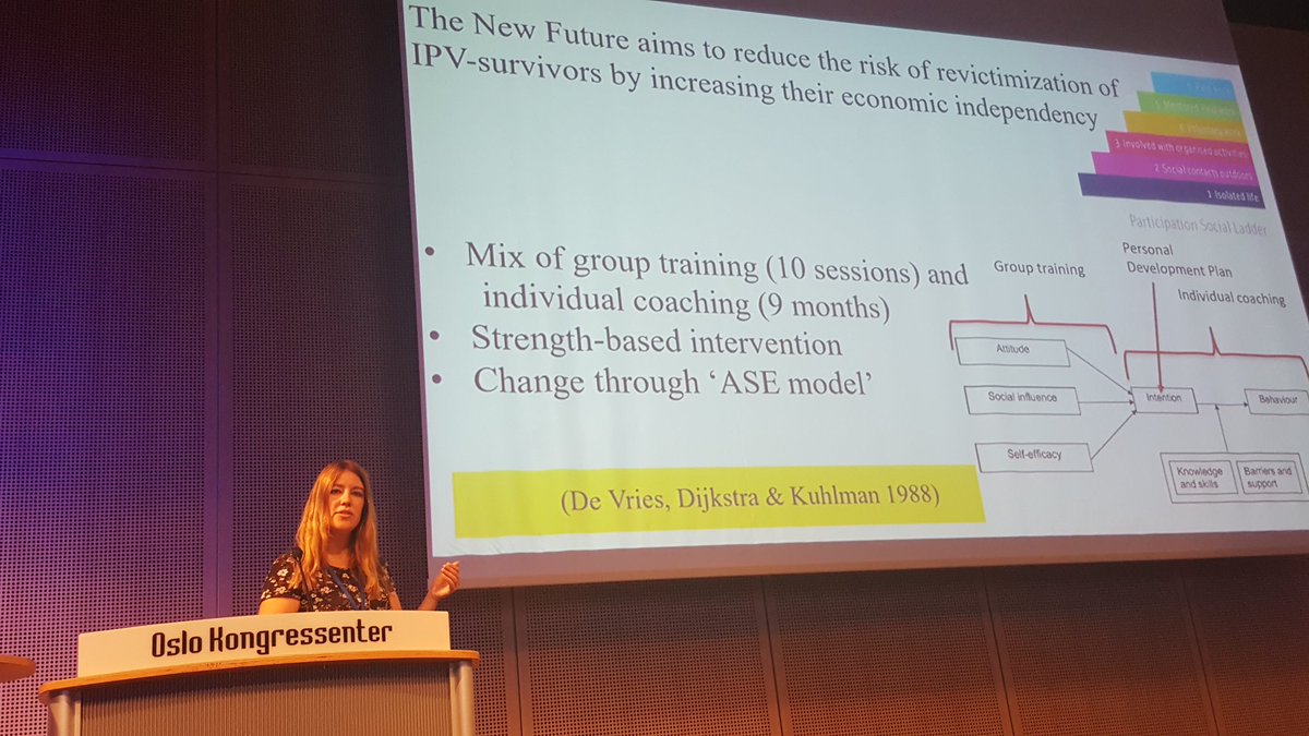 Suzanne Bouma @AtriaNieuws presenting on her innovative research in Oslo #ECDV2019 on effectiveness of empowerment programmes for women with a domestic violence history.