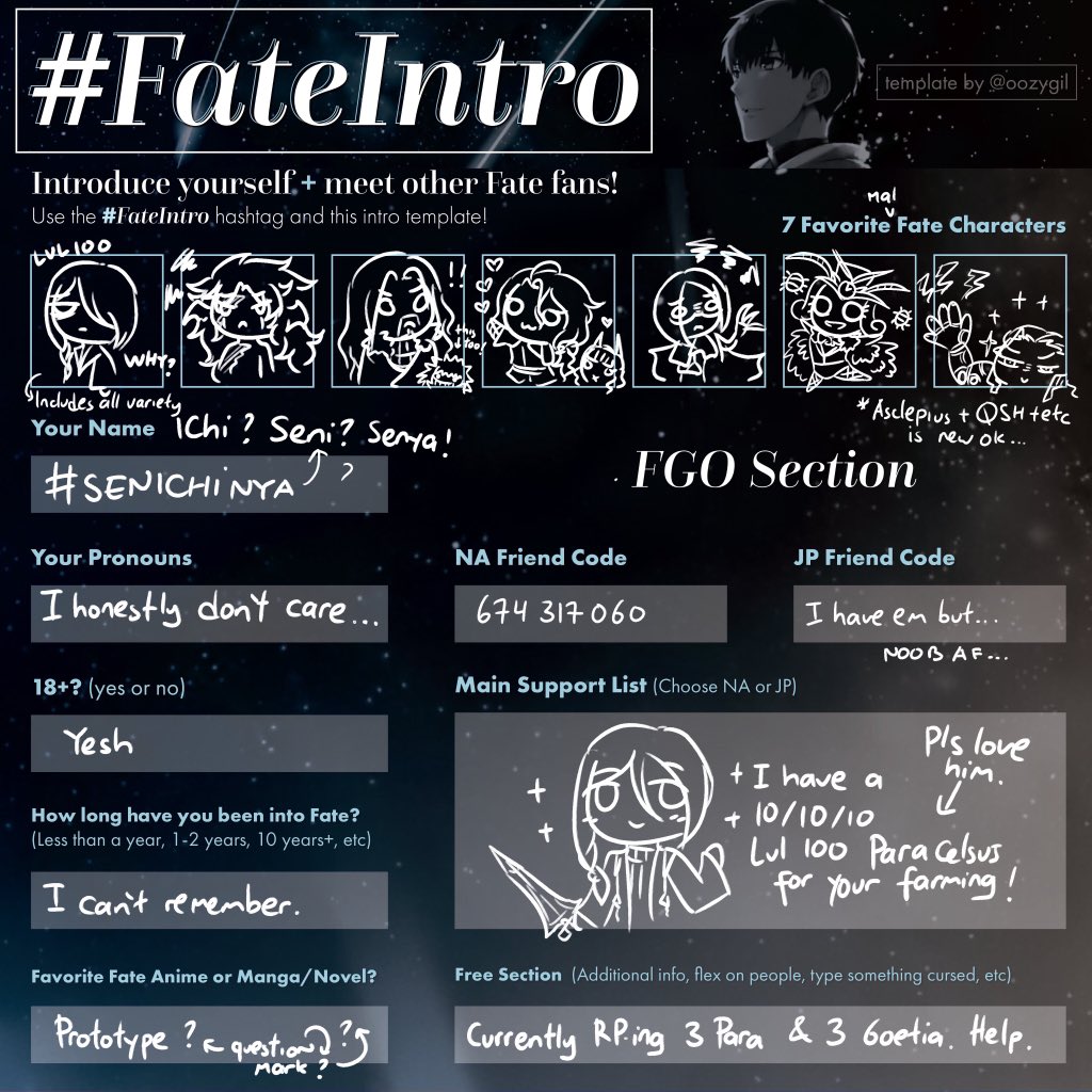 senichinya's tweet photo. Hello there. 

This is my #FateIntro https://t.co/H5jHxP2G20