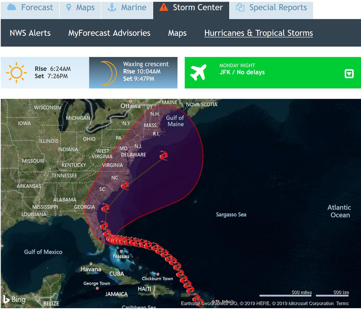 CustomWeatherSF's tweet photo. Keep tabs on the forecasted path of #Dorian including arrival times and expected windspeeds using our hurricane/tropical storm map in the Storm Center on https://t.co/stVIhTkxNd. #HurricaneDorian #Hurricane #tropicalstorm #MyForecast #CustomWeather https://t.co/2X2zvZvpuf