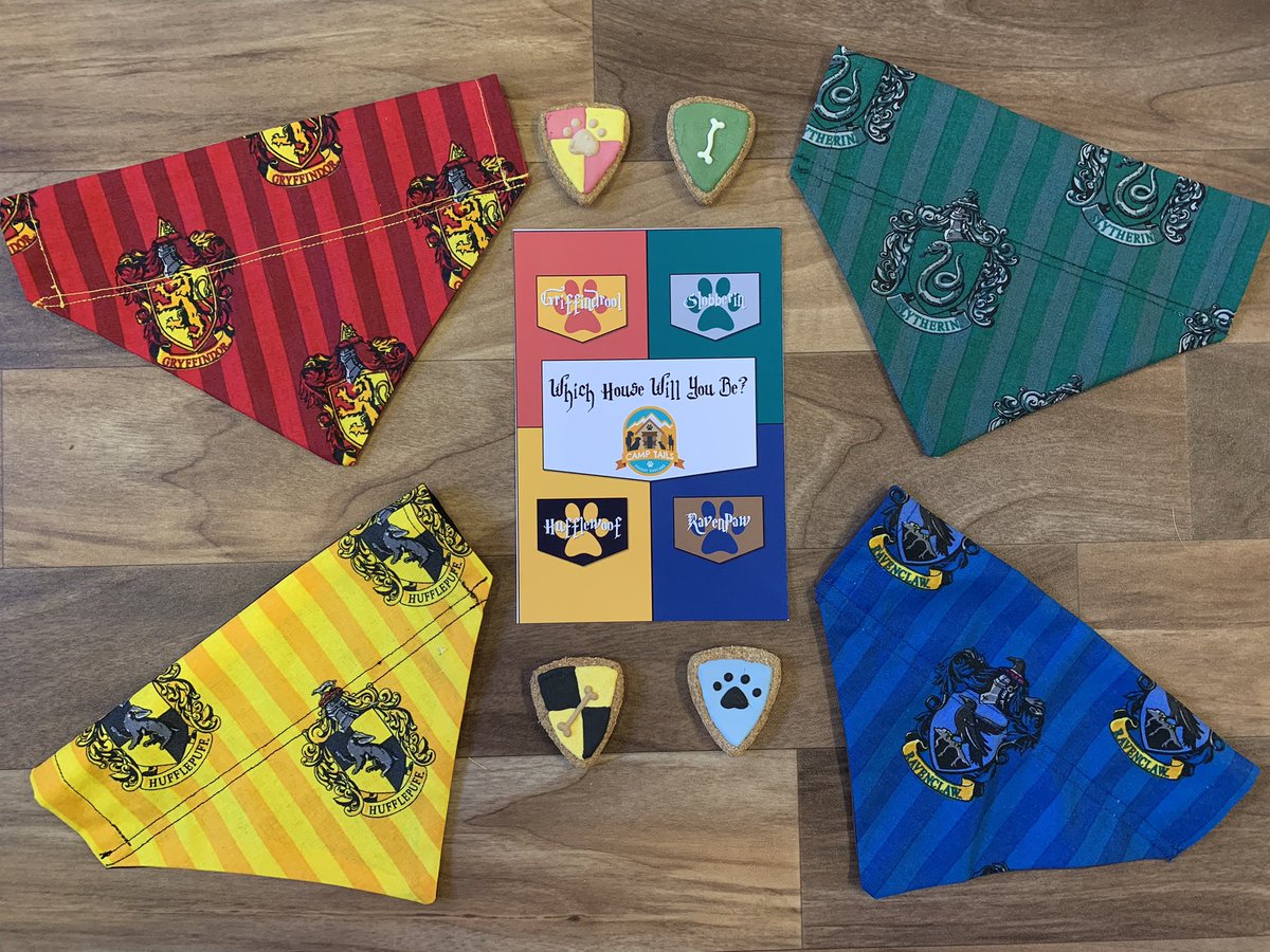 Next week at Camp Tails...
Dogwarts!
Free keepsake photo and house biscuit for every visitor plus we have a select quantity of house dog bandanas for sale! Don’t miss out, book your place at Dogwarts next week at Camp Tails!#dogwarts #wemakedogshappy
