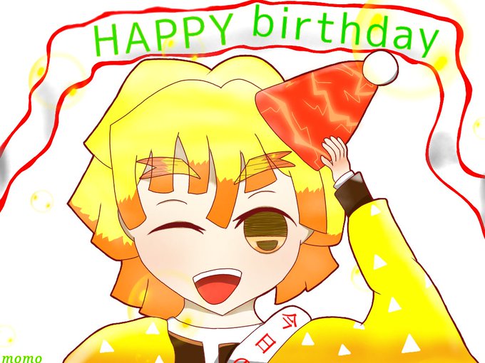 モモ(どこパレ･スライム使いモモ)さんがTwitterに投稿した我妻善逸(鬼滅の刃)のイラスト。