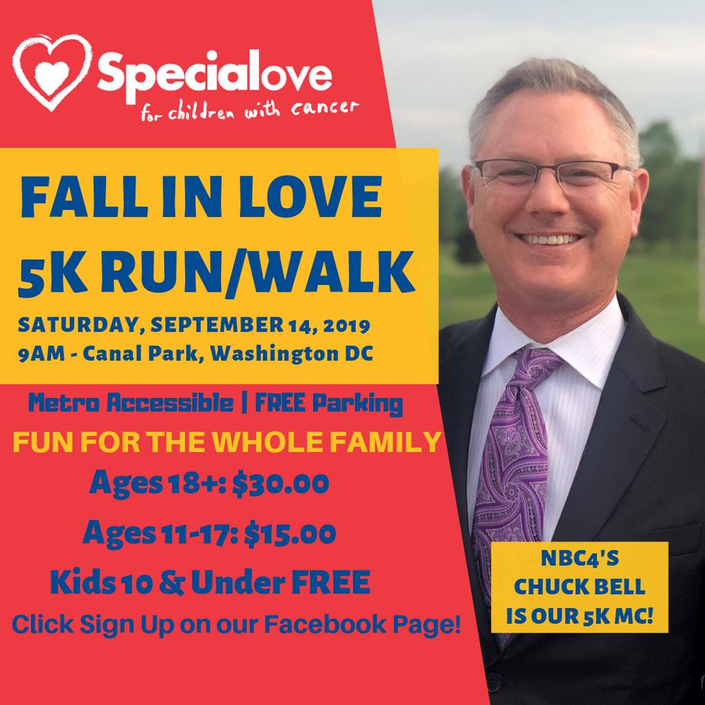 specialove_org's tweet image. The #FallInLove5K is coming fast, registered now! @4cast4u from @nbcwashington and our trail takes you along the beautiful @CapitolRvrFront what could be better! Sign up today! bit.ly/2HtzETs #specialove #fundraiser #5k #5krace #childhoodcancer #washingtondc