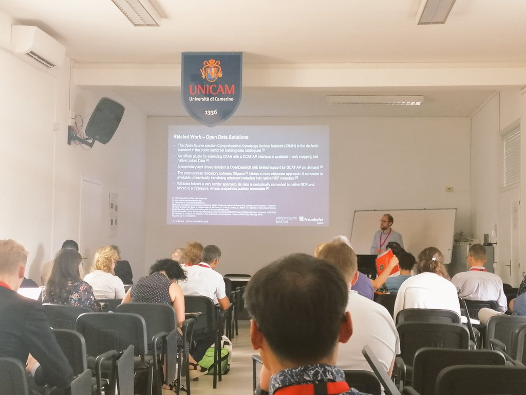 InteroperableEU's tweet image. The #dcatap helps storing and managing #metadata. The @EU_DataPortal was pioneering at using #dcatap for describing #datasets and establishing #interoperability between #DataCatalogues, by Fabian Kirstein at #ifip2019 conference.