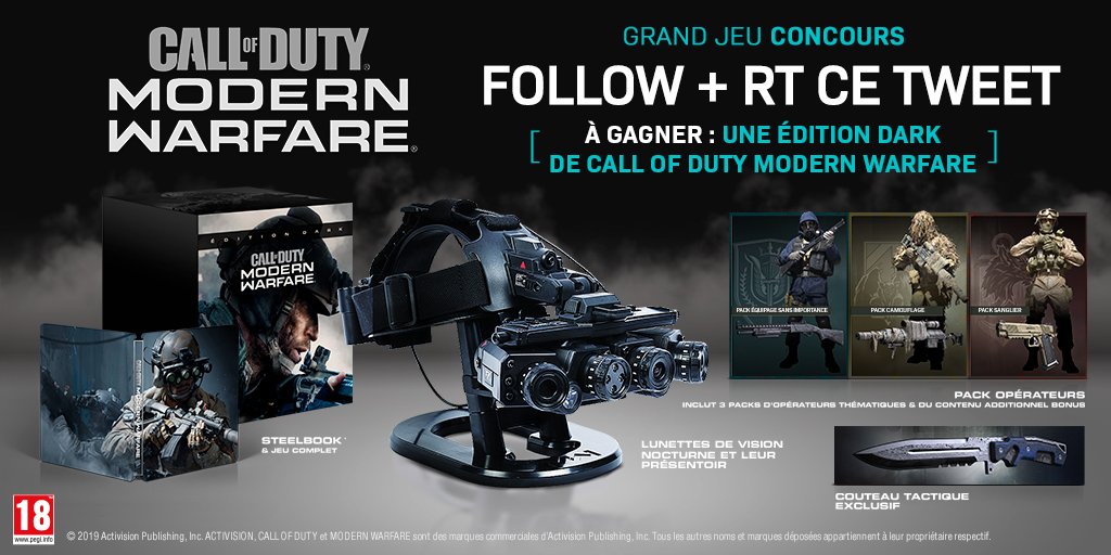 Leclerc_JV's tweet photo. Plus que quelques jours avant l'ouverture de la bêta de #CallofDuty #ModernWarfare ! Pour patienter, on vous propose de tenter de remporter votre édition Dark ! A vos RT + follow ☺️ #JeuConcours 

Précommande ▶️ https://t.co/4oFldCcata
Règlement ▶️ https://t.co/NvPszucSTK https://t.co/BvewuHZUj5