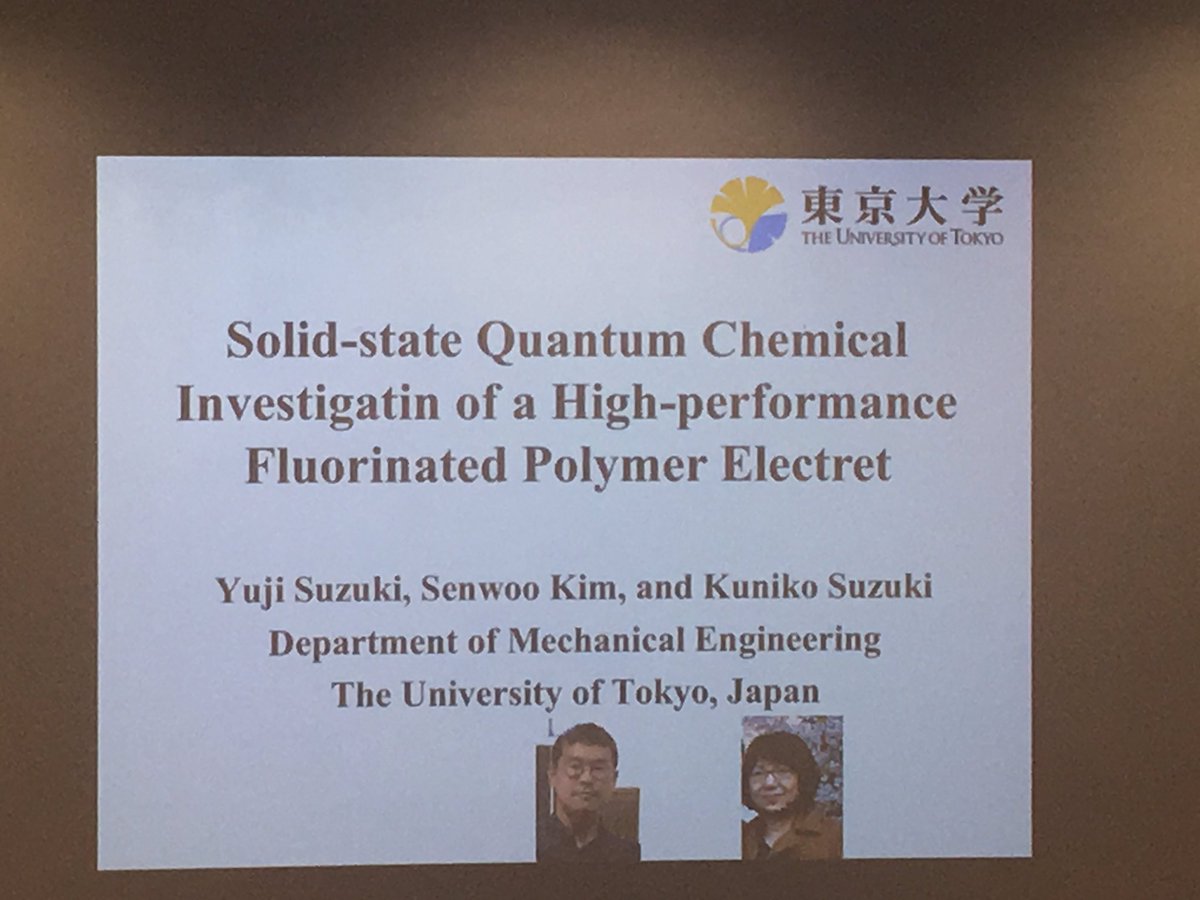 ElectretsConf's tweet photo. Really interesting talk by Yuji Suzuki on using DFT to enhance electret based electrostatic energy harvesters #electrets #research #physics #materials https://t.co/hlxAPts7xD
