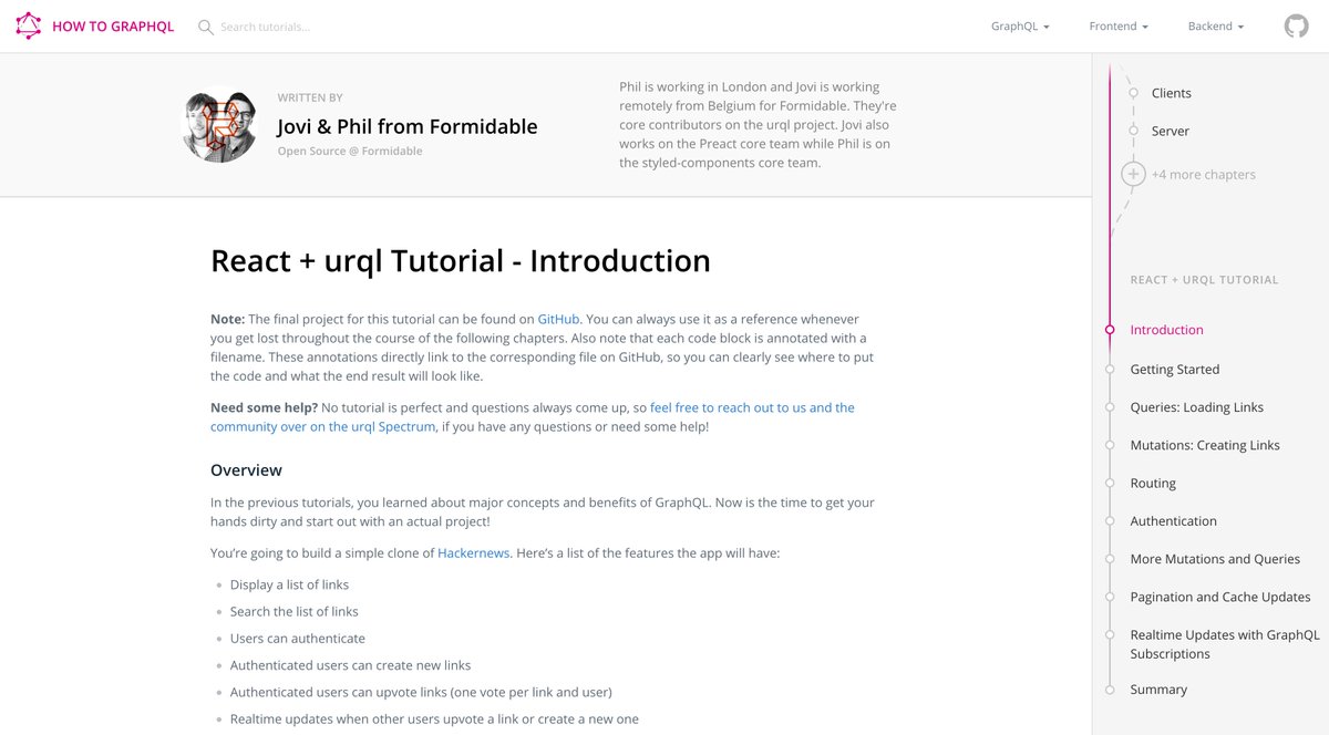 _philpl's tweet image. New tutorial alarm! 🚨❤️
howtographql.com now has a new tutorial on React + urql, all with hooks, #urql, and urql's new normalized caching! 🤖🎉
Huge thanks to @prisma and @nikolasburk for making this happen! howtographql.com/react-urql/0-i…