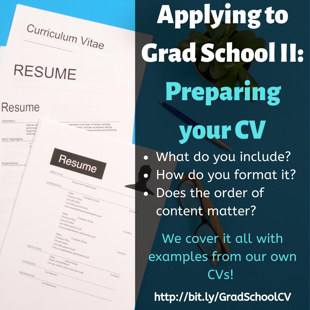 TimeScavengers's tweet photo. Part 2 of our Applying to #GradSchool series is on preparing your Curriculum Vitae (CV). We go through details in this #ByteOfLife post w/ examples from our own CVs. Share your CV tips & tricks w/ the community in the comments! https://t.co/x0ibeh4qlC
#GradChat #AcademicChatter https://t.co/H7NnN5MHR7