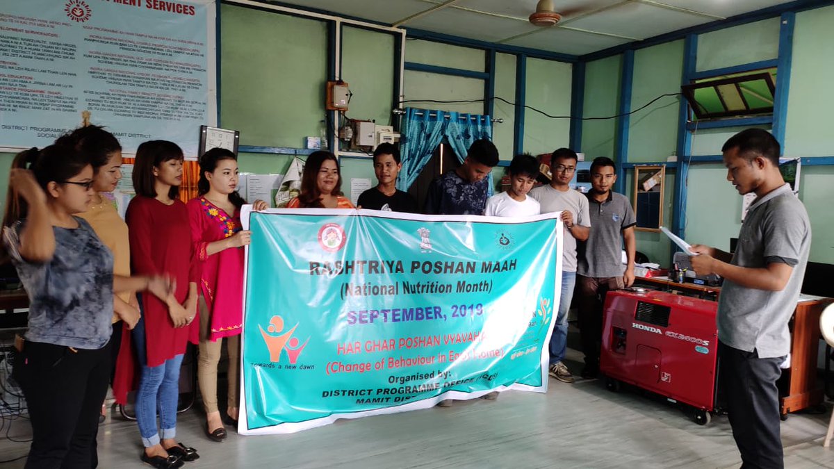 POSHANmamit's tweet photo. DPO(ICDS) Mamit District Oath Taking 'National Nutrition Month 2019 opening' theme "Har ghar poshan vyavahar - change of beviour in each home" #PoshanAbyaan #PoshanMaah2019 #JanAdolan #ThankYouAnganwadididi #Mizoram https://t.co/D36bT7kzoe
