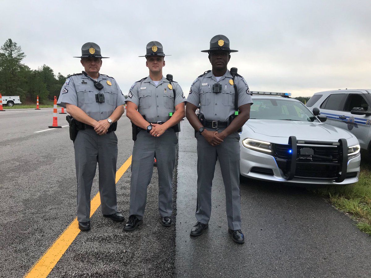 theSCDPS's tweet photo. SCHP Master Trooper Woods, Cpl. Dickey and Master Trooper Goodwin have begun to clear (flush) I-26 of all Eastbound traffic between I-77 and I-526 as they prepare for the NOON evacuation due to Hurricane #Dorian #sctweets #scwx South Carolina Emergency Management Division https://t.co/ogmIitmTJx