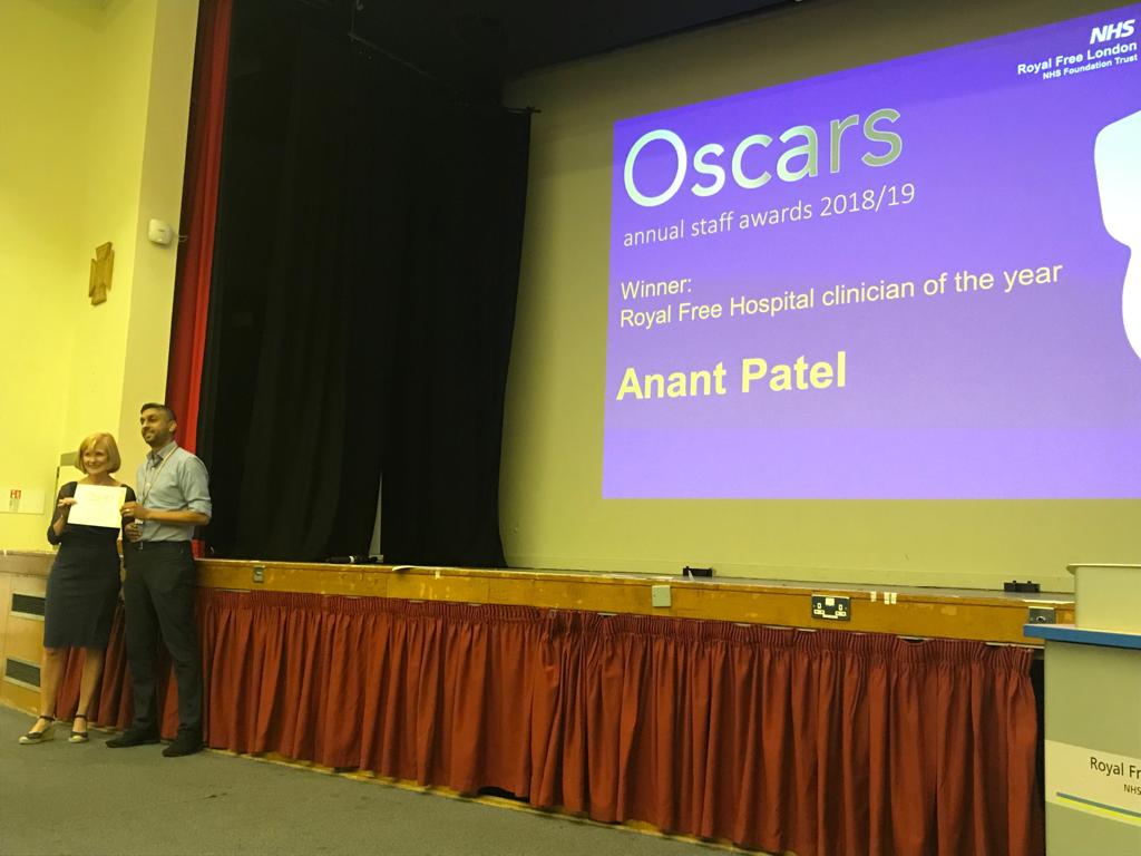 Huge congratulations to the RFH clinician of the year...Anant Patel. Well done! #RFLOscars