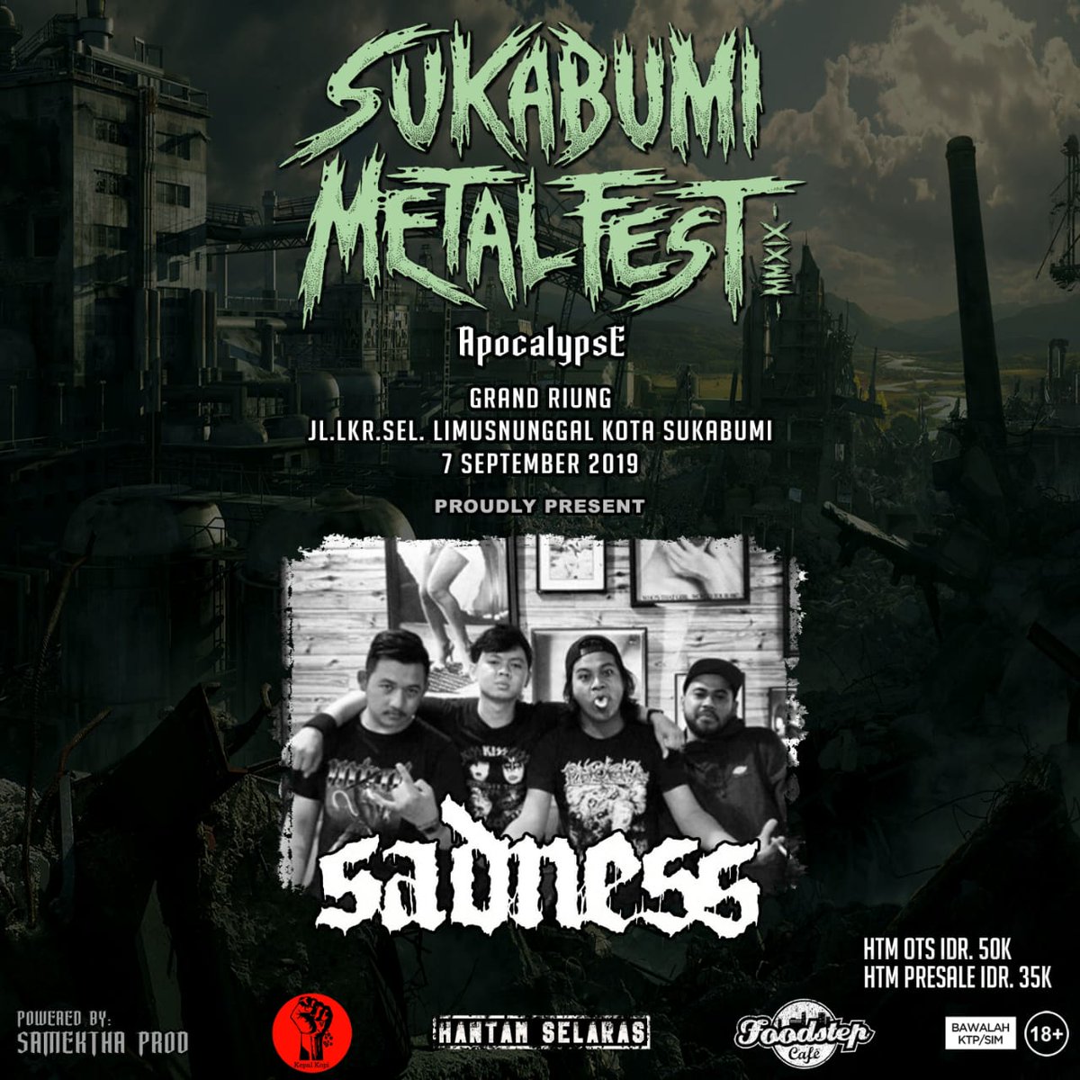 Di DM banyak yang tanya ...SADNESS band dr mana?
Ternyata band ini dari Sukabumi guys...hehe

SADNESS - NO MORE JUSTICE 
youtu.be/CGYHePuU8RA

#Sadness #NOMOREJUSTICE #Sukabumi #SukabumiMetalFest #SukabumiEundeur #InfoSukabumi