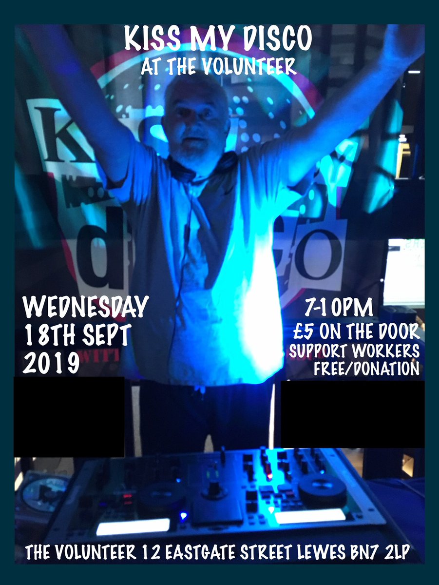The next <a href="/Kiss_My_Disco/">Kiss My Disco</a> will be on Wed 18th Sept at <a href="/TheVolunteerPub/">The Volunteer, Lewes</a> in #Lewes. Everyone welcome!! Big up DJ Bad Boy on the flyer!!! #learningdisabilities #community #fun