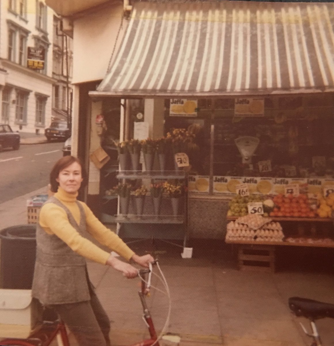 <a href="/CFruiterers/">Crescent Fruiterers</a>  my mum outside your lovely shop in 1975