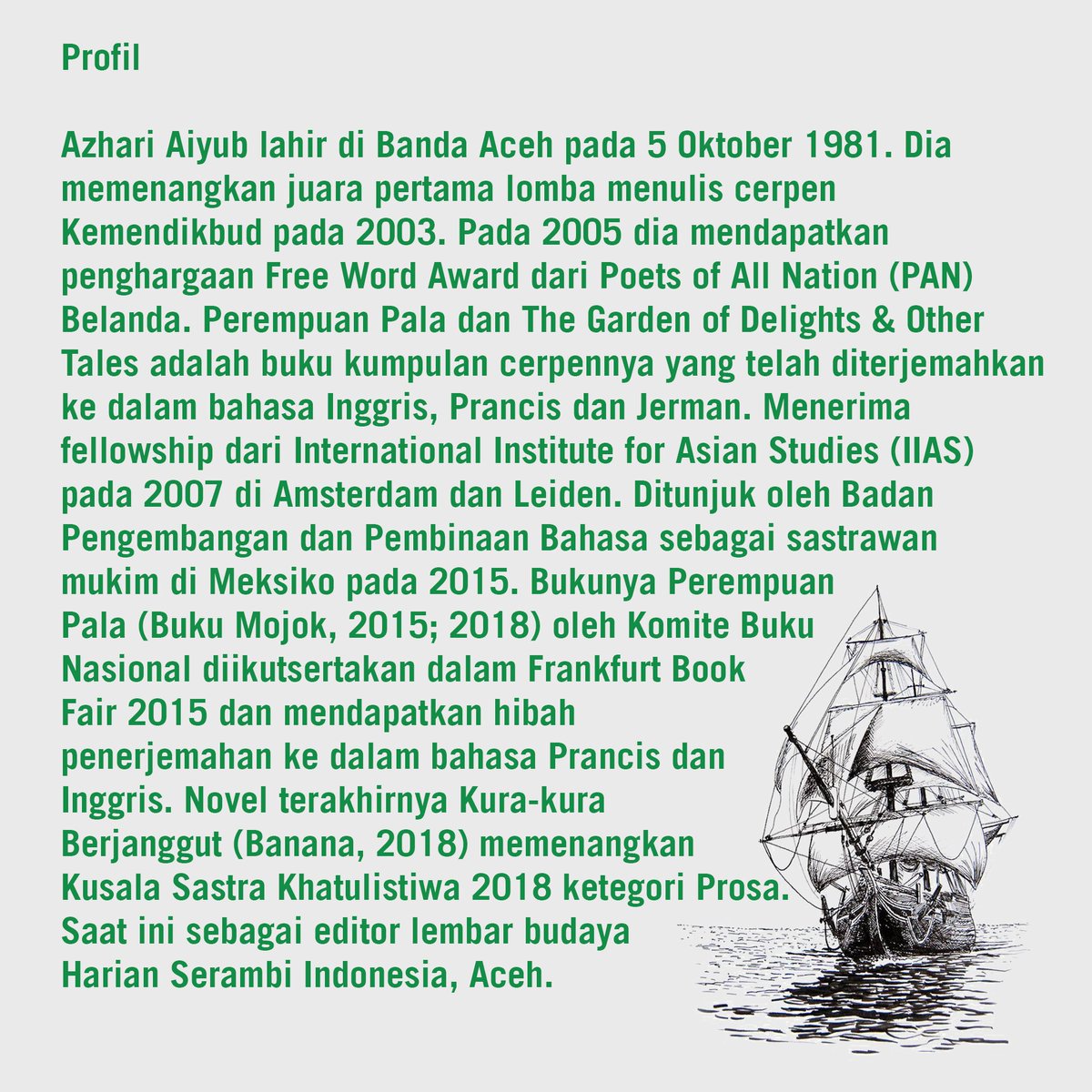 Pengarang novela Kura-Kura Berjanggut akan menyapa civitas akademika UGM dalam Forum Umar Kayam. Azhari Aiyub akan memaparkan rangkaian sejarah kolonialisasi. Nikmati ceramah Azhari dalam tajuk diskusi KURA-KURA BERJANGGUT: DEKOLONISASI SEJARAH ACEH? Selasa, 3 Sept '19 Pkl 15.00