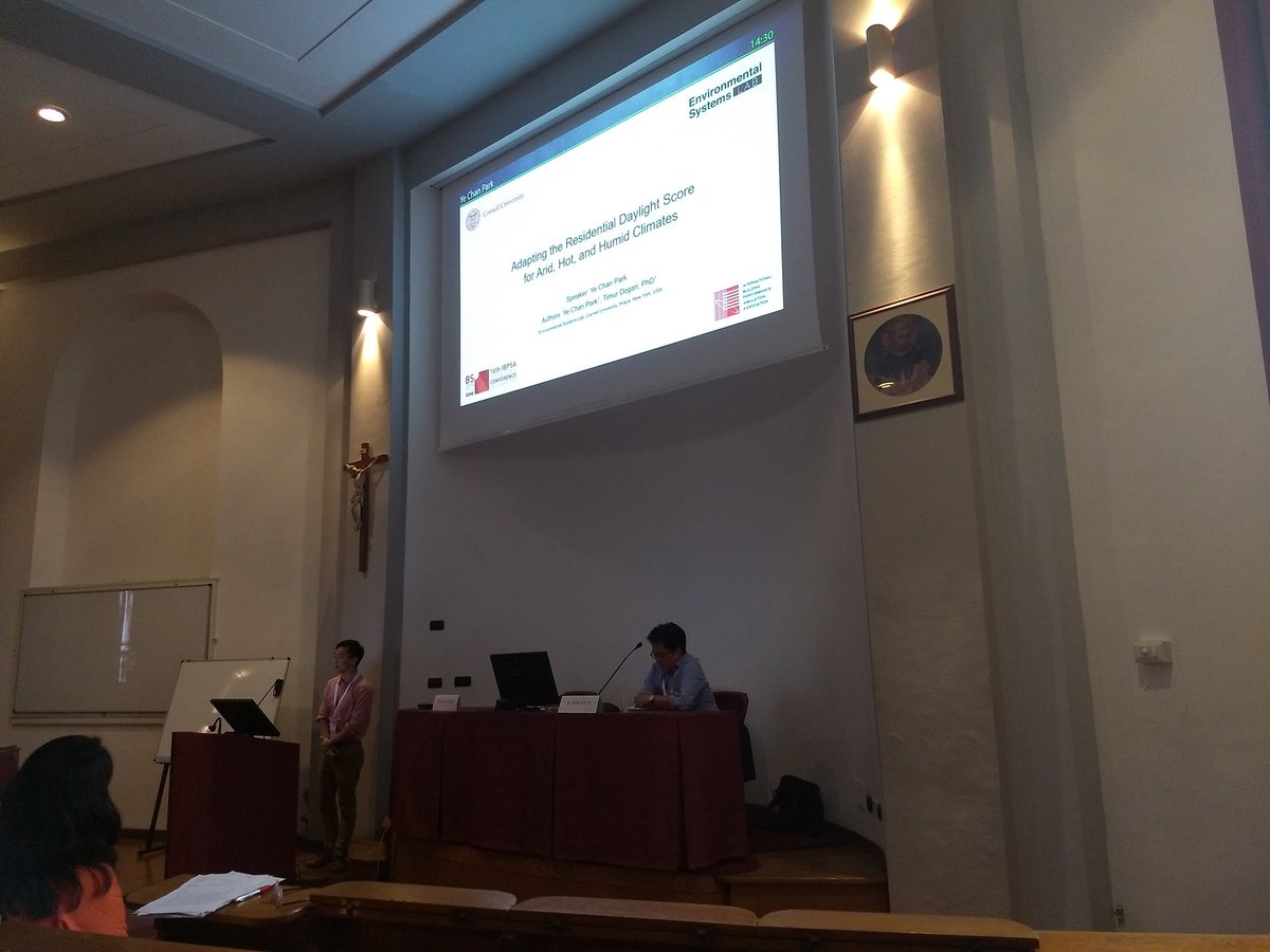 Allison_Bernett's tweet photo. Great presentation on correlation between daylight and thermal comfort in residential architecture by Ye Chan Park at #BSRome2019 @IBPSA #EnvironmentalSystemsLab @CornellAAP https://t.co/MLmTnevY6C
