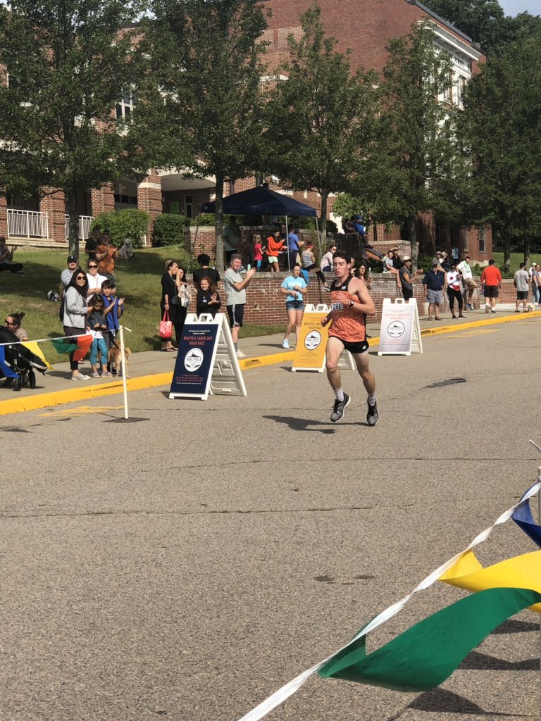 First male finisher in the 5K, Shane Grant! <a href="/WalpoleTrack/">Walpole Coaches</a>