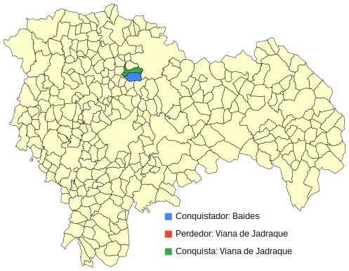 BotGuada's tweet photo. Semana 115: Baides ha conquistado Viana de Jadraque. Viana de Jadraque ha sido derrotado. Quedan 191 pueblos. https://t.co/j6I4tETgX4