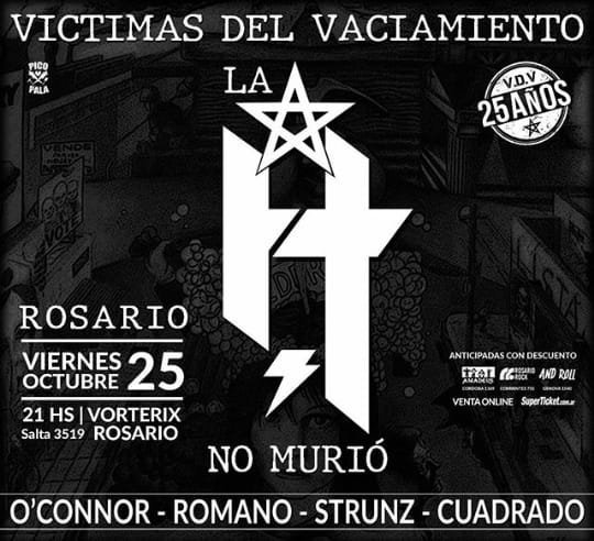 Rockandata's tweet photo. 🎵#LaH en #Rosario
🗓Viernes 25 de Octubre 🕐21 hs
📍#TeatroVorterix (Salta 3519)
✅25° Aniversario #VictimasDelVaciamiento
Entradas
🎟#Amadeus (Cba 1369 Local 09)
🎟#RosarioRock (Ctes 755 P.A)
��#AndRoll (Genova 1580)
💻#Online https://t.co/o9wFfarSf6
cc @HacemosAlgo RT https://t.co/p3BgOuDcDr