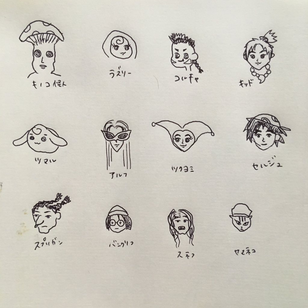 るんるん 何も見ないでクロノクロスお絵描きチャレンジ 自分で描いてて笑ってしまったww 何一つ合ってないのと 一番ましなのが キノコかな