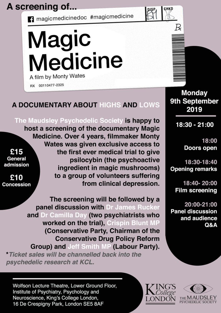 KingsEngages's tweet image. Can Magic Mushrooms Cure Depression? 

Join KCL researcher @drjrucker and panel of psychiatrists and MPS to discuss the potential of Psilocybin to treat depression and to watch #magicmedicine, a documentary about highs and lows. 
kcl.ac.uk/events/magic-m…