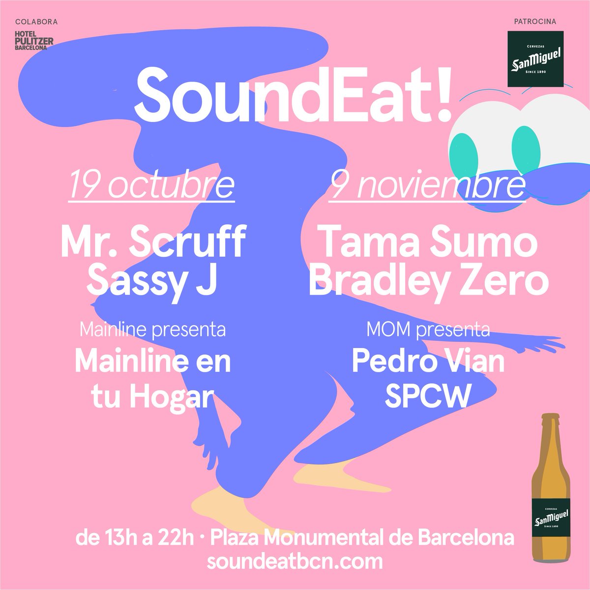 Nunca la rutina había sentado tan bien. Los próximos días 19 de octubre y 9 de noviembre volvemos a La Monumental con Mr.Scruff, Sassy J, Tama Sumo, Bradley Zero, Mainline y Modern Obscure Music. ¡Nos vemos en la plaza! #soundeatbcn #soundeat