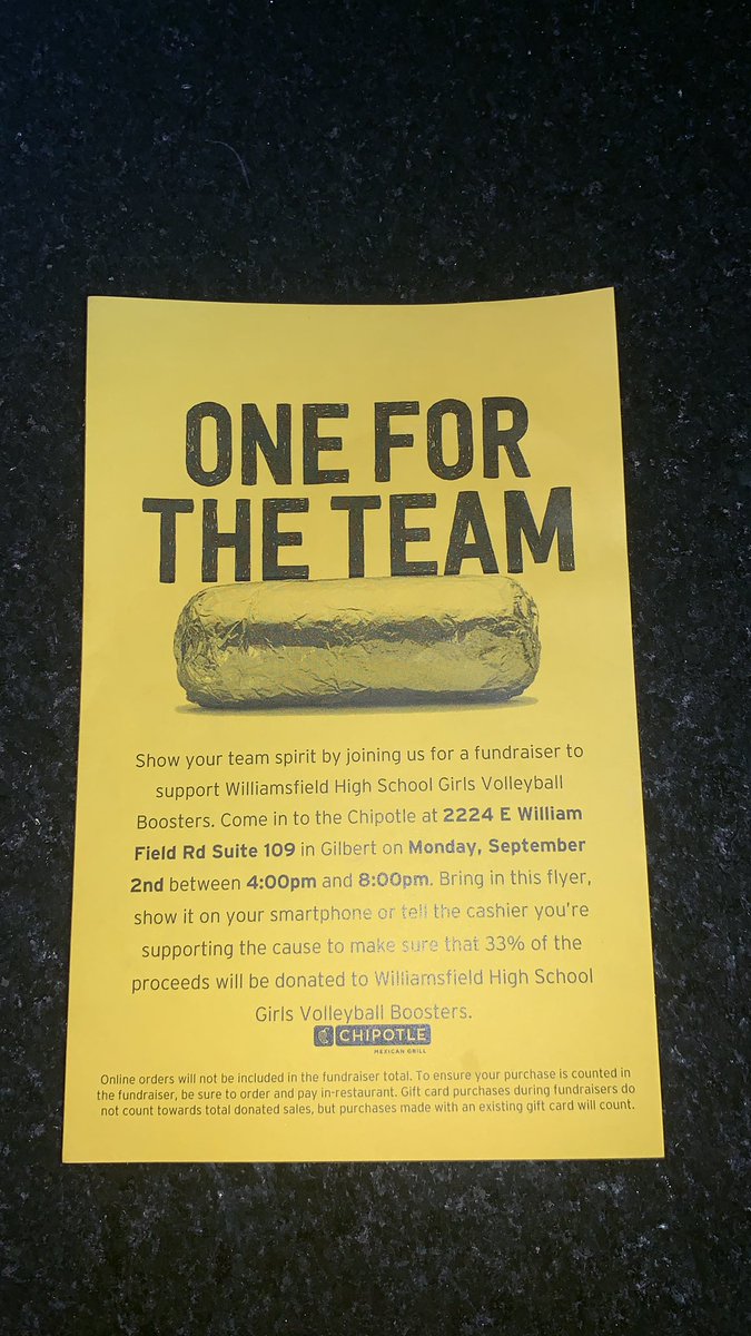 GIRLS VOLLEYBALL CHIPOTLE NIGHT! Pop out to the chipotle at SanTan Mall from 4-8pm to support!