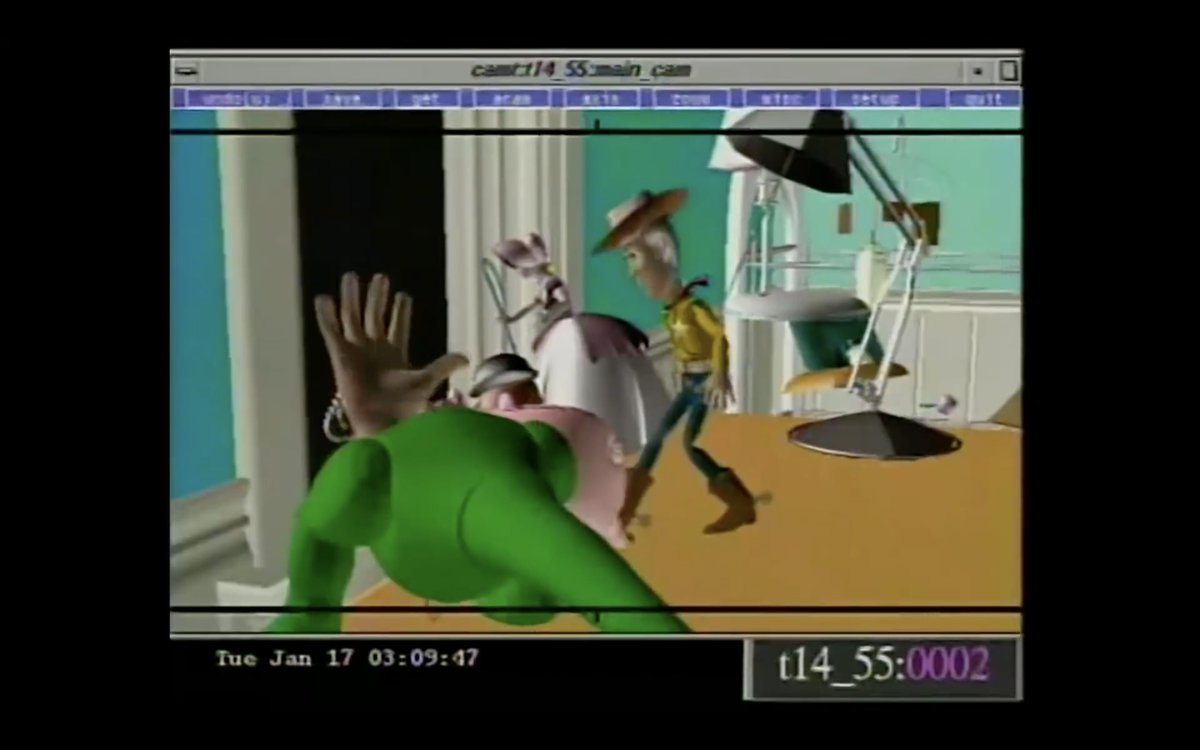 Animated Antic On Twitter I Think I Just Found One Of The Funniest Cgi Glitches Ever In The Original Toy Story A Glitch Cause Andy S Hand To Substitute For Rex S Head Although