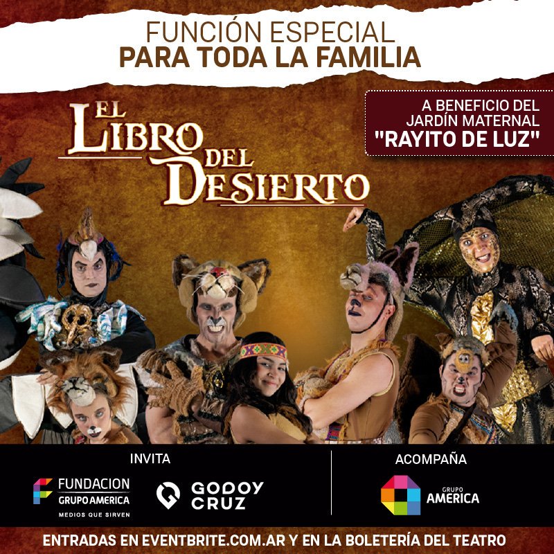 ¡Vuelve El Libro del Desierto! 🦁🐻 11 de septiembre a las 16.30Hs en el Cine Teatro Plaza, a beneficio del 👉 jardín maternal Rayito de Luz
✅ Comprá tus entradas en https://t.co/Q3SIrhiAvN y en la boletería del teatro
#FundaciónGrupoAmérica #Brava https://t.co/NJ9gQcg5TX