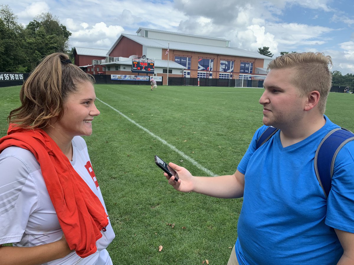 RMUWSoccer's tweet photo. .@sheridannreid and @NCasarcia meet the press after combining for three goals! Thanks @SentryGoldberg for the coverage this weekend. https://t.co/W8Ii8NAiwz
