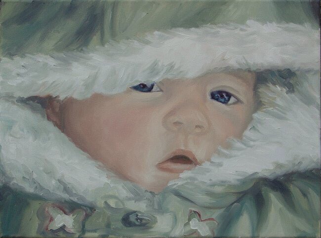Sometimes I zoooom in and paint an alla prima (all in one sitting) portrait - keeping it loose, but retain a softness...It’s all about lost edges - a key to keeping things soft & dreamy...Like this little cutie! 