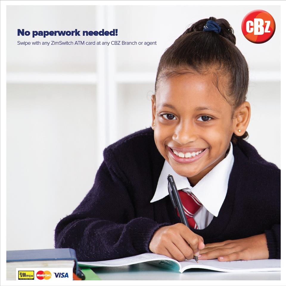 CBZHoldings's tweet photo. 1/2 Your child's school banks with CBZ and you are thinking of the easiest way to pay fees? Think no further, visit any of our CBZ Branches nationwide and use your Zimswitch card to pay school fees.

#CBZBackToSchool
#SwitchToTheBest
@263Chat @NewsDayZimbabwe https://t.co/BXuI8G2wAH