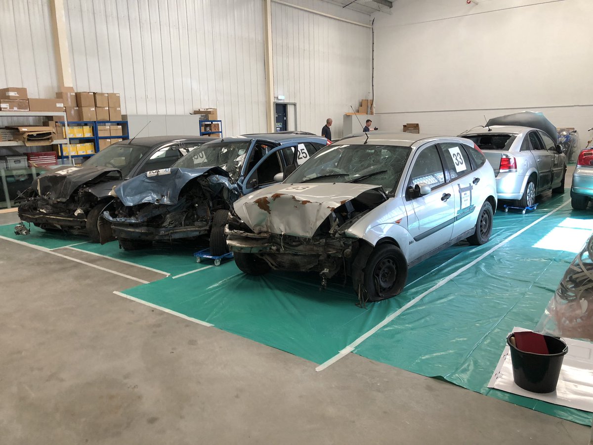 Damaged vehicles arrived today. All unloaded and stored, ready for Damage Analysis courses