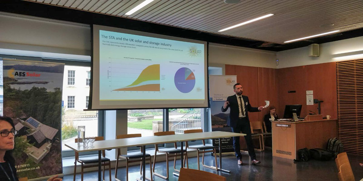 aessolar's tweet photo. Some great updates from @SolarJosh1 who looks to be having a great time at the @thesolartrade #STAScotland annual conference exploring the next leap for the solar industry, including decentralised heat networks, and building connections across the #SolarIndustry and beyond! https://t.co/c6zvz5KeUq