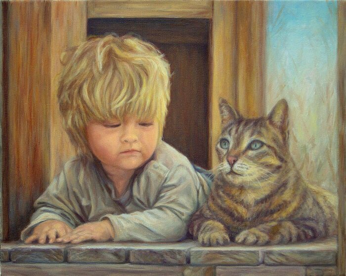 Kids & pets - what’s not to love? Saw this random photo, wanted a painting of it in my home...Just Like You just makes people feel good - and I love feel good paintings