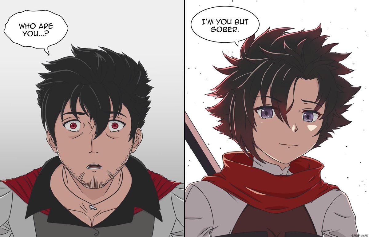 Gard Of War It S Sh Tpost Time Was Inspired To Make This After People Commented That Ruby Looked A Lot Like Qrow In My Last Comic One Handsome Girl Pulling Double