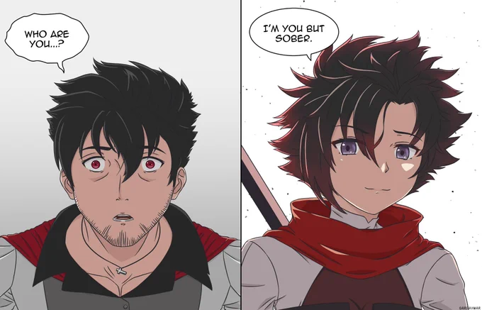 It's sh!tpost time!

Was inspired to make this after people commented that Ruby looked a lot like Qrow in my last comic.

One handsome girl pulling double duty while Qrow's in character limbo. 

- 
Don't usually post new art this fast but the god of bad memes compelled me. #RWBY 