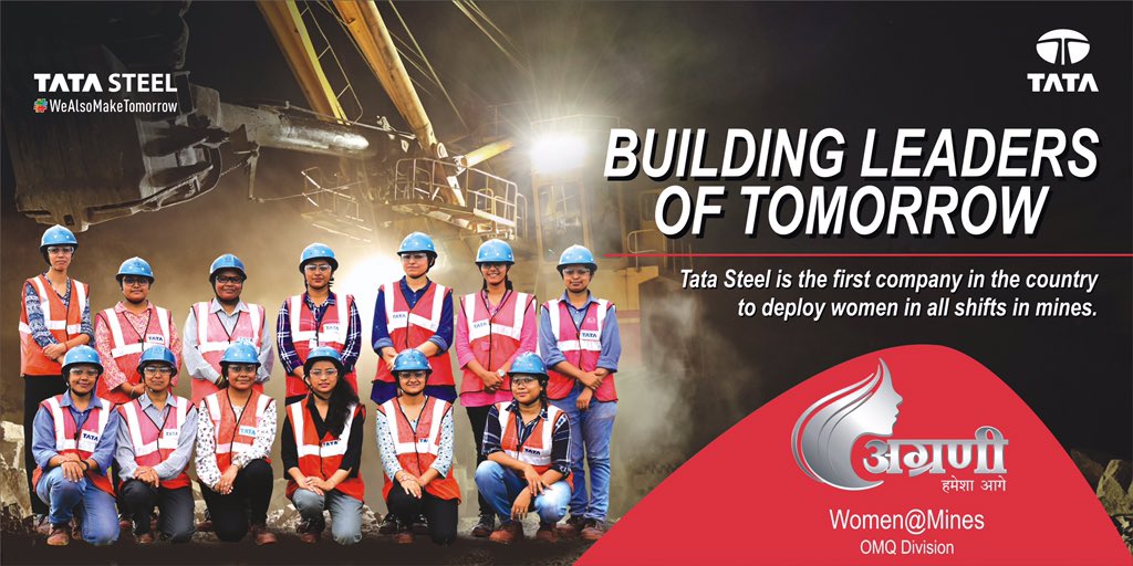 TataSteelLtd's tweet photo. We have achieved a new milestone in our pursuit of excellence in gender diversity. We have become the first company in India to deploy women in all shifts in mines!

Our Ore, Mines &amp; Quarries (OMQ) division is leading this through our initiative - ‘Women @ Mines’. https://t.co/mDnKICxn8t