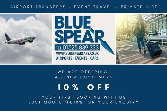 ❗SPECIAL OFFER - NEW CUSTOMERS❗

We are still offering all NEW clients10% off their first booking with us! Quote 'FB10%' when enquiring.

Contact us for a quote:
📞 - 01525 839333
✉ - bookings@bluespearcars.co.uk
📍 - Herts, Beds &amp; Bucks

#Ampthill #PrivateHireTransport #Taxi