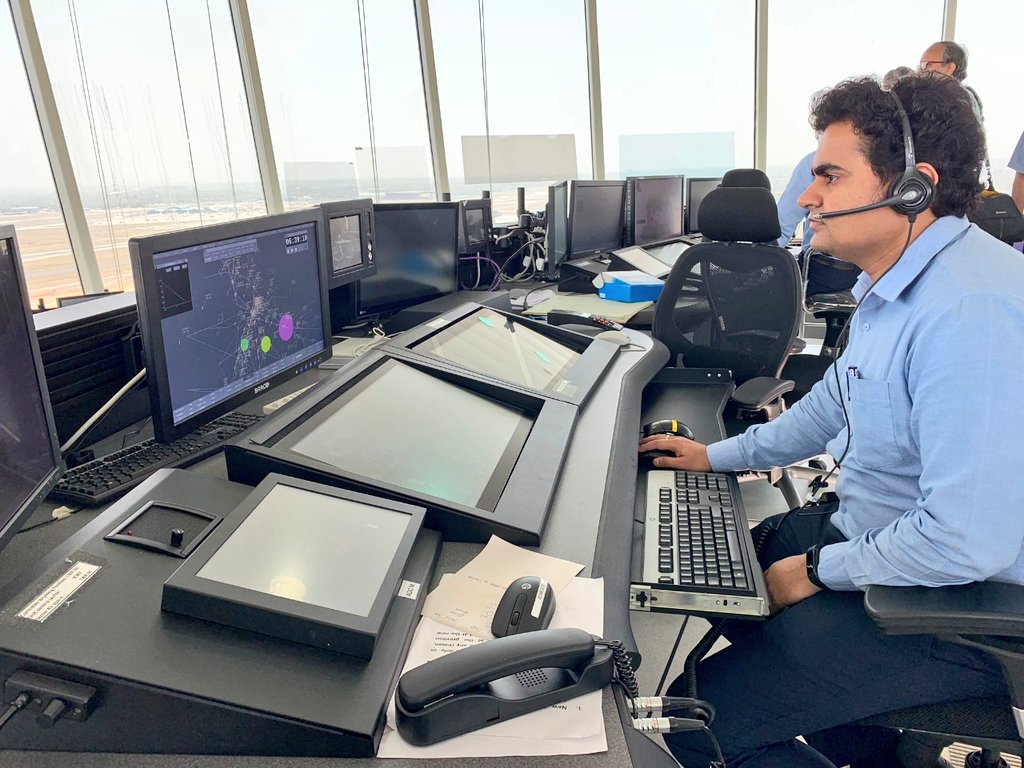 shukla_tarun's tweet photo. Check out India's new jazzy Air Traffic Control at @DelhiAirport by @AAI_Official. Seeing the plane landing from this glass room cant be explained in words. ATCOs must be excited too. #try #if #you #get #a #chance. https://t.co/Z2EVdAL48D